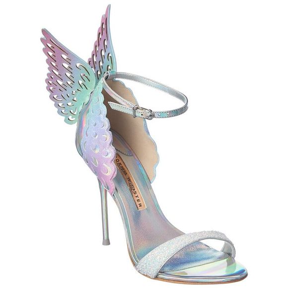 Sophia Webster Shoes - Sophia Webster Evangeline Glitter & Leather Sandal, Silver